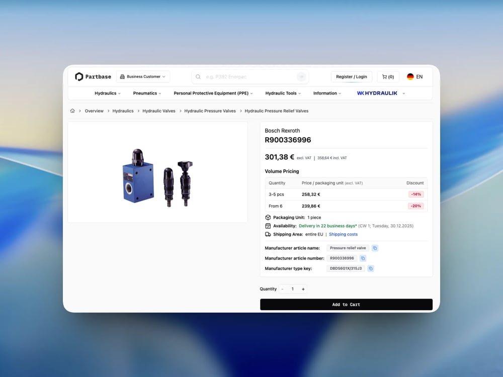 Partbase Volume Discounts Feature